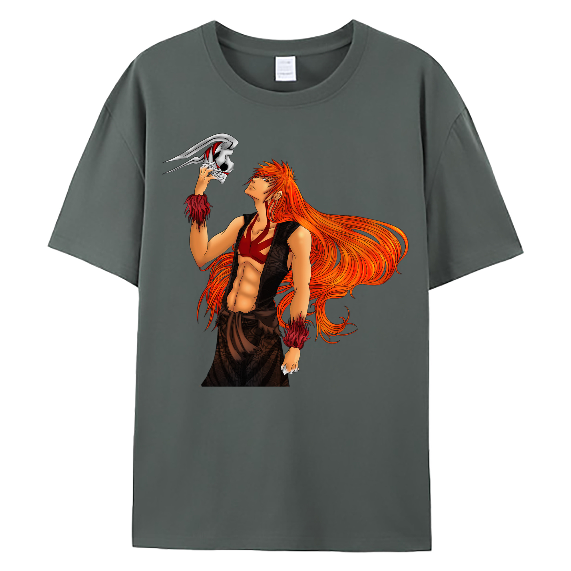 （画像用） ブリーチ 黒崎一護（くろさき いちご）BLEACH Kurosaki Ichigo 綿100％ メンズ半袖Tシャツ｜肌触りやわらか＆通気性